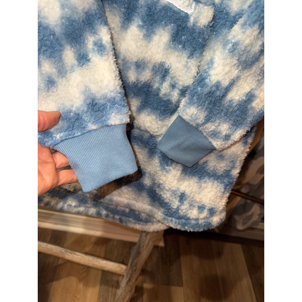 Hurley Sherpa Hoodie Pullover Sweatshirt Denim Blue White Tie Dye Size Small - Picture 4 of 7